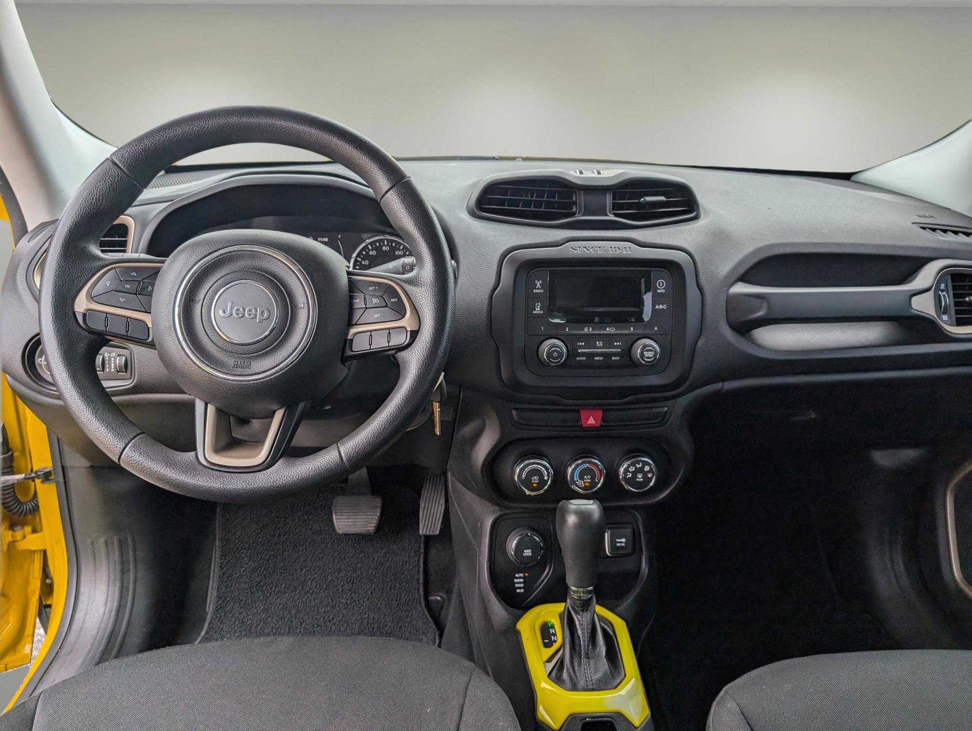2015 /Black Jeep Renegade Sport (ZACCJBAT1FP) with an Regular Unleaded I-4 2.4 L/144 engine, 9-Speed Automatic w/OD transmission, located at 1430 Gateway Drive, Opelika, AL, 36801, (334) 239-0944, 32.637871, -85.409790 - 2015 Jeep Renegade Sport - Photo#11