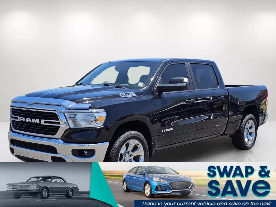 2021 /Black Ram 1500 Big Horn (1C6SRFMT4MN) with an Other engine, located at 7000 Northlake Connector, Columbus, GA, 31904, (706) 987-8085, 32.524975, -84.978134 - **The Ultimate Adventure Awaits You: 2021 Ram 1500 Big Horn Crew Cab Pickup at Gils Auto - Prattville!**<br /> <br /> If you're in the market for a rugged pickup that seamlessly blends comfort and performance, look no further than this stunning 2021 Ram 1500 Big Horn Crew Cab! This truck is not just - Photo#0