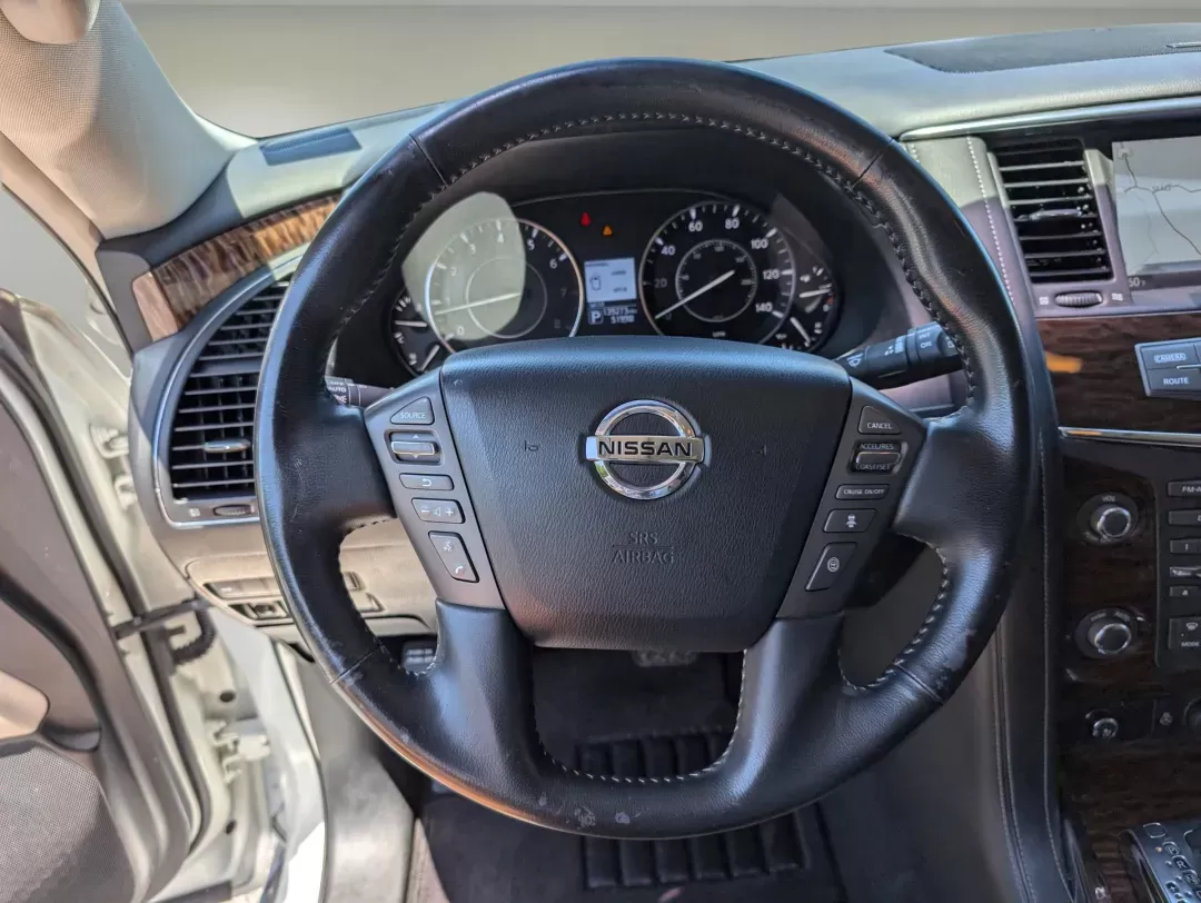 2017 /Almond Nissan Armada Platinum (JN8AY2NF1H9) with an Regular Unleaded V-8 5.6 L/339 engine, 7-Speed Automatic w/OD transmission, located at 3959 U.S. 80 W, Phenix City, AL, 36870, (334) 297-4885, 32.469296, -85.135185 - 2017 Nissan Armada Platinum - Photo#17