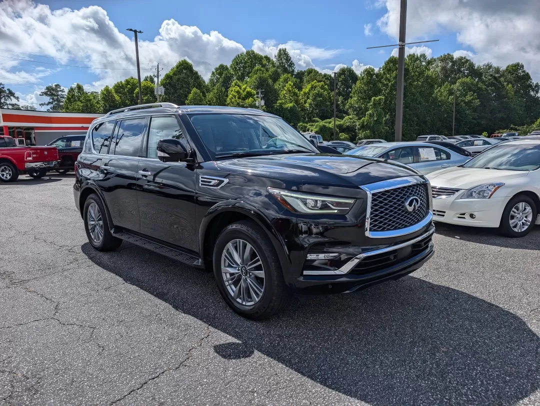 2021 /Graphite Infiniti QX80 LUXE (JN8AZ2AE9M9) with an Other engine, located at 3959 U.S. 80 W, Phenix City, AL, 36870, (334) 297-4885, 32.469296, -85.135185 - Are you ready to elevate your adventures and everyday drives? The 2021 Infiniti QX80 LUXE is your passport to a life filled with luxury, comfort, and capability, making it the perfect choice for growing families, weekend explorers, or anyone who values a high-end driving experience. This stunning SU - Photo#2