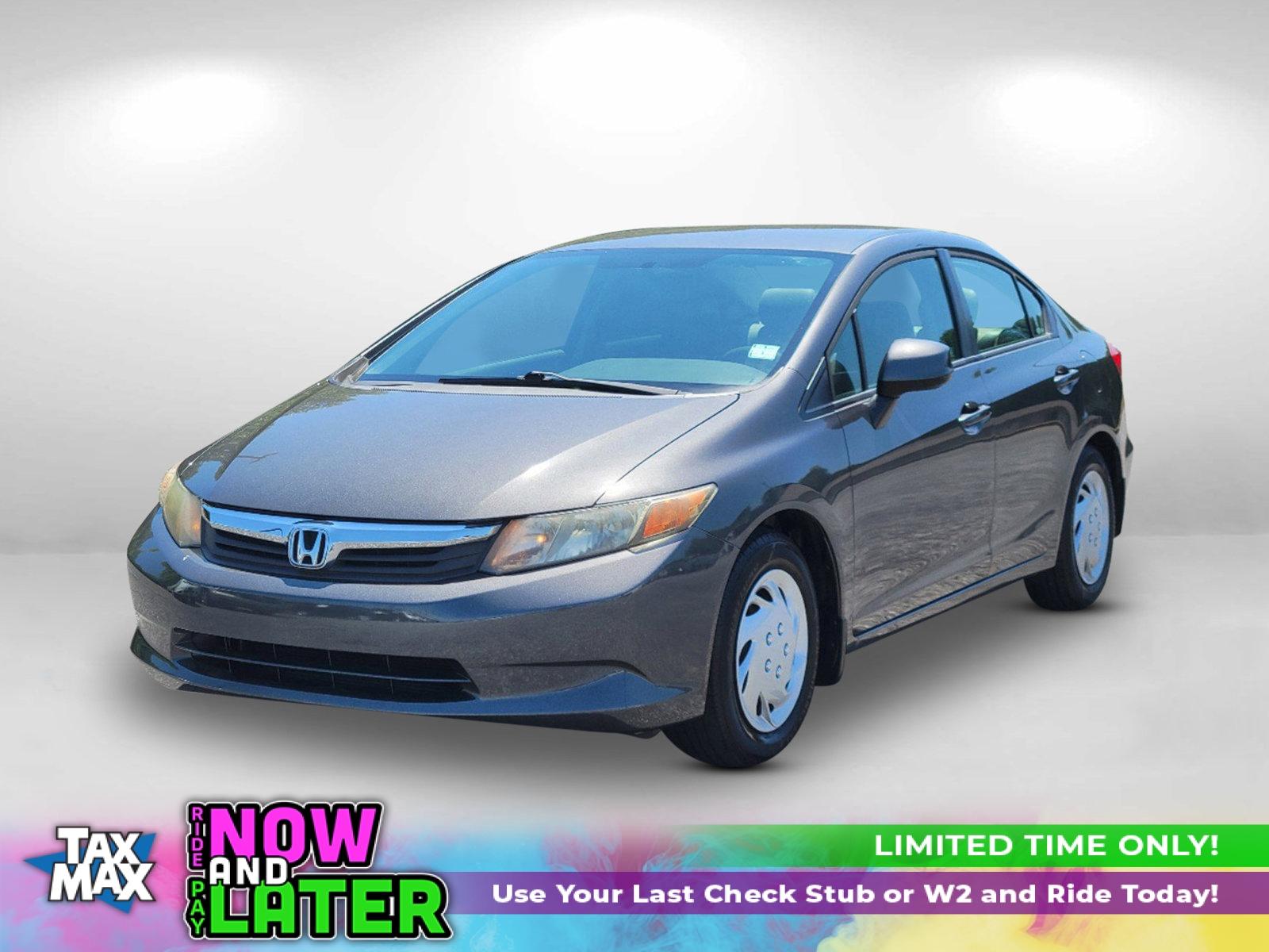 2012 Gray Honda Civic Sdn LX (19XFB2F52CE) with an Gas I4 1.8L/110 engine, 5-Speed Automatic transmission, located at 3959 U.S. 80 W, Phenix City, AL, 36870, (334) 297-4885, 32.469296, -85.135185 - 2012 Honda Civic Sdn LX - Photo#0