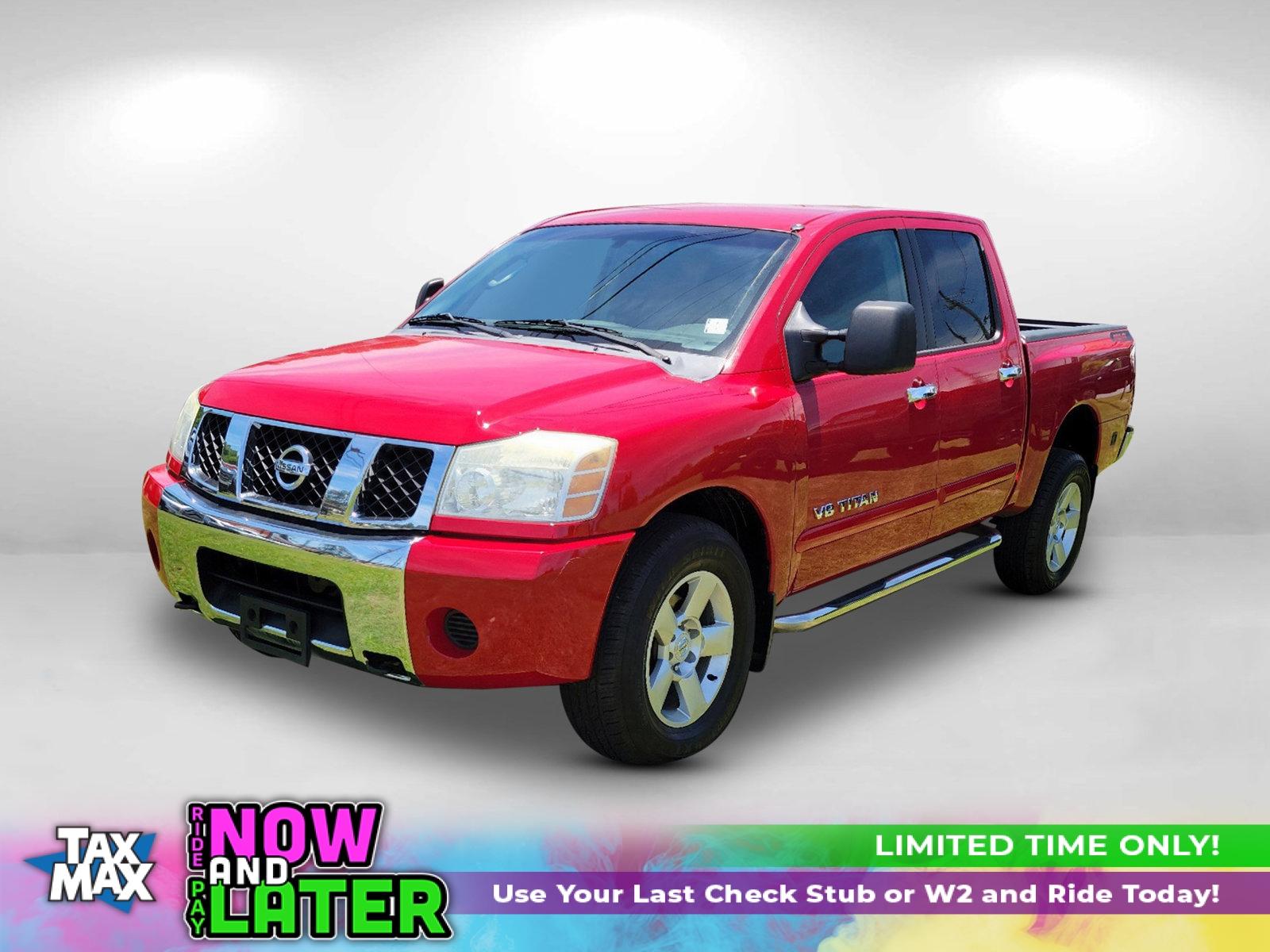 2006 Red Nissan Titan (1N6BA07BX6N) with an Gas/Ethanol V8 5.6L/339 engine, 5-Speed Automatic w/OD transmission, located at 3959 U.S. 80 W, Phenix City, AL, 36870, (334) 297-4885, 32.469296, -85.135185 - 2006 Nissan Titan - Photo#0