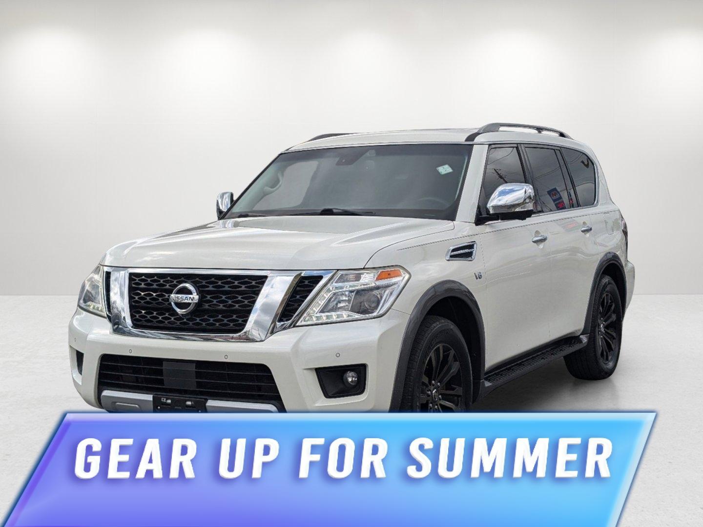 2017 /Almond Nissan Armada Platinum (JN8AY2NC3H9) with an Regular Unleaded V-8 5.6 L/339 engine, 7-Speed Automatic w/OD transmission, located at 1430 Gateway Drive, Opelika, AL, 36801, (334) 239-0944, 32.637871, -85.409790 - 2017 Nissan Armada Platinum - Photo#0