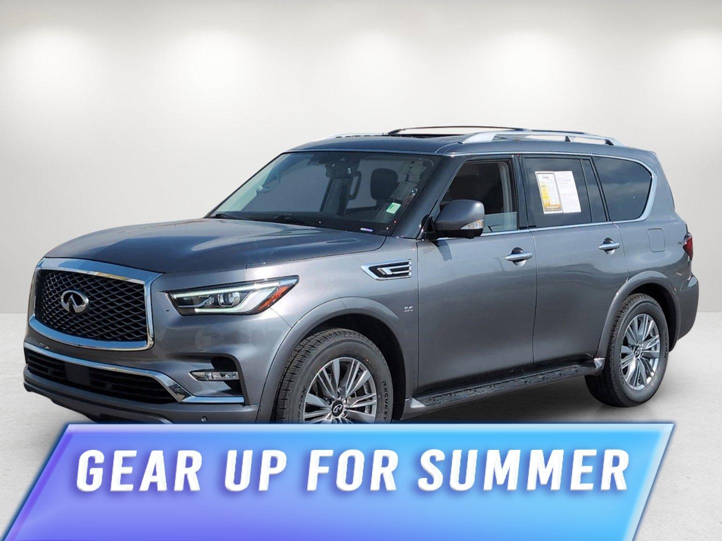 2019 /Black Infiniti QX80 LUXE (JN8AZ2NF9K9) with an Premium Unleaded V-8 5.6 L/339 engine, 7-Speed Automatic w/OD transmission, located at 1430 Gateway Drive, Opelika, AL, 36801, (334) 239-0944, 32.637871, -85.409790 - 2019 Infiniti QX80 LUXE - Photo#0