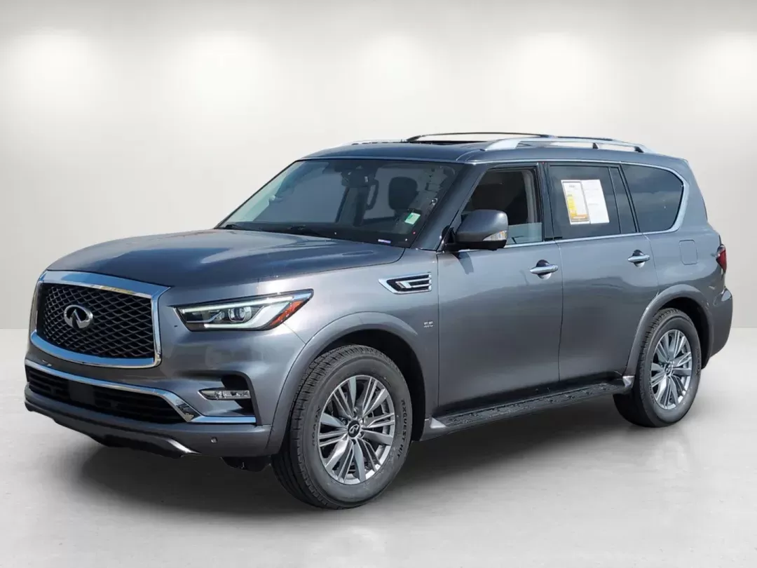 2019 /Black Infiniti QX80 LUXE (JN8AZ2NF9K9) with an Premium Unleaded V-8 5.6 L/339 engine, 7-Speed Automatic w/OD transmission, located at 1430 Gateway Drive, Opelika, AL, 36801, (334) 239-0944, 32.637871, -85.409790 - 2019 Infiniti QX80 LUXE - Photo#1